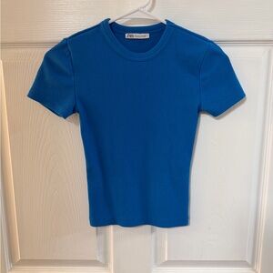Zara Vibrant Blue Ribbed Top